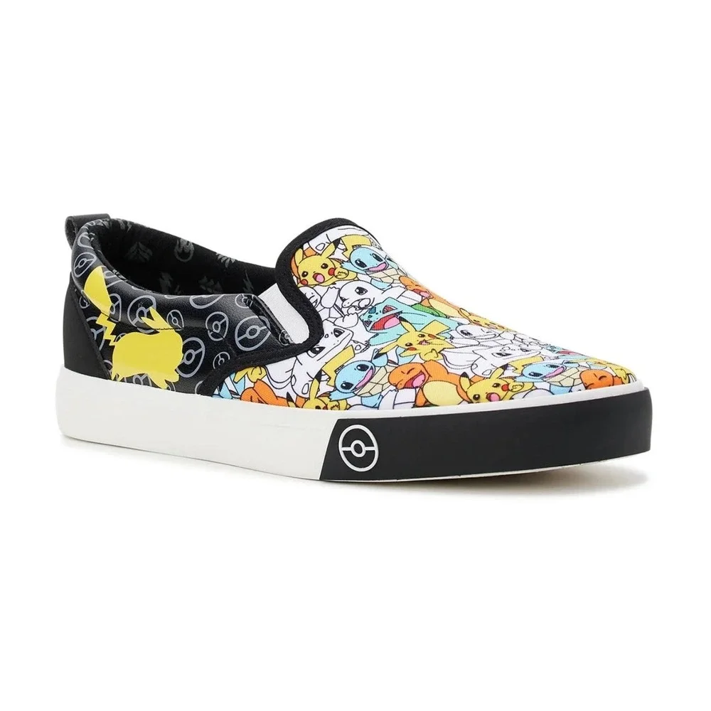 Pokemon Slip‎ On Loafers Sneakers Mens 11 Multicolor Pikachu Boat Shoes Black